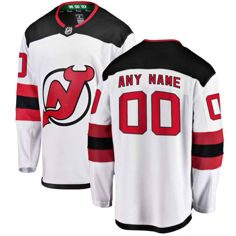 Men New Jersey Devils Fanatics Branded White Away Breakaway Custom NHL Jersey